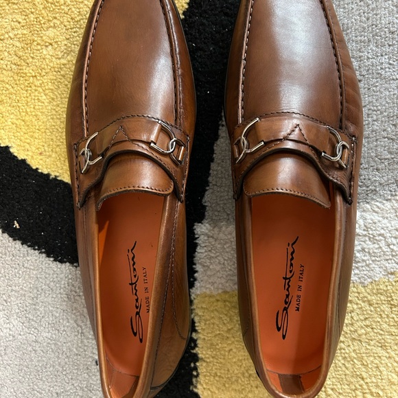 Santoni Men’s Brown Leather Horsebit Loafers – Made in Italy – New - Picture 2 of 10
